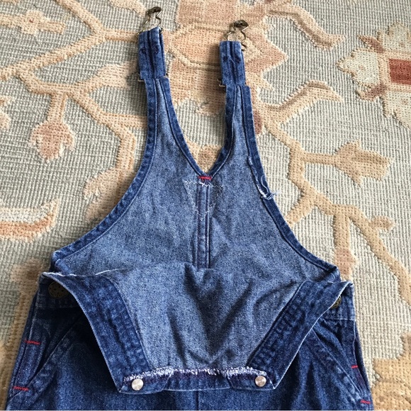Vintage OshKosh B’gosh Sz 18 M Blue Denim Plaid Vestbak Overalls Made in USA - Picture 8 of 16